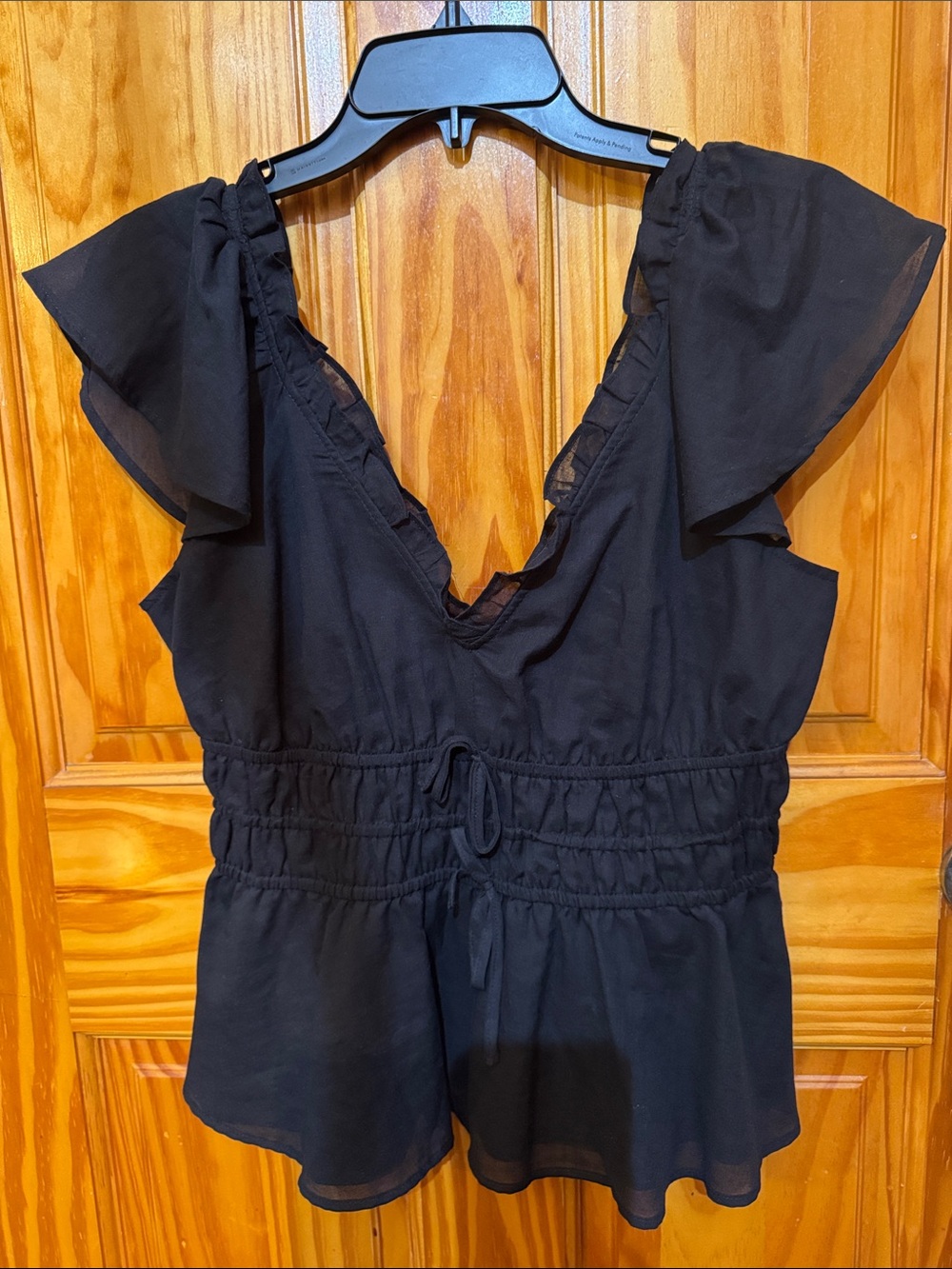 Joie Black Flutter Sleeve Peplum Blouse